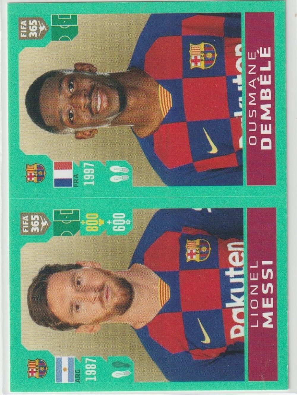 LIONEL MESSI / OUSMANE DEMBELE 2019-20 FIFA 365 Stickers Black Back Print #103